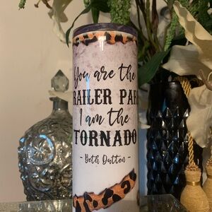 White and Brown Tumbler with Quote